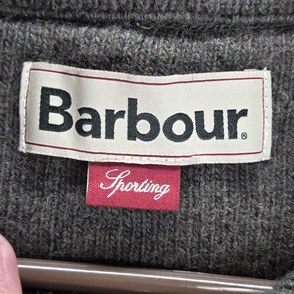 Barbour Sporting Zip Knit Wool Jacket Green Quilted Equestrian Womens Medium - Picture 8 of 13